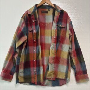 Bit & Bridle Mens XL Plaid Flannel Shirt Pearl Snap Western Multicolor Rodeo